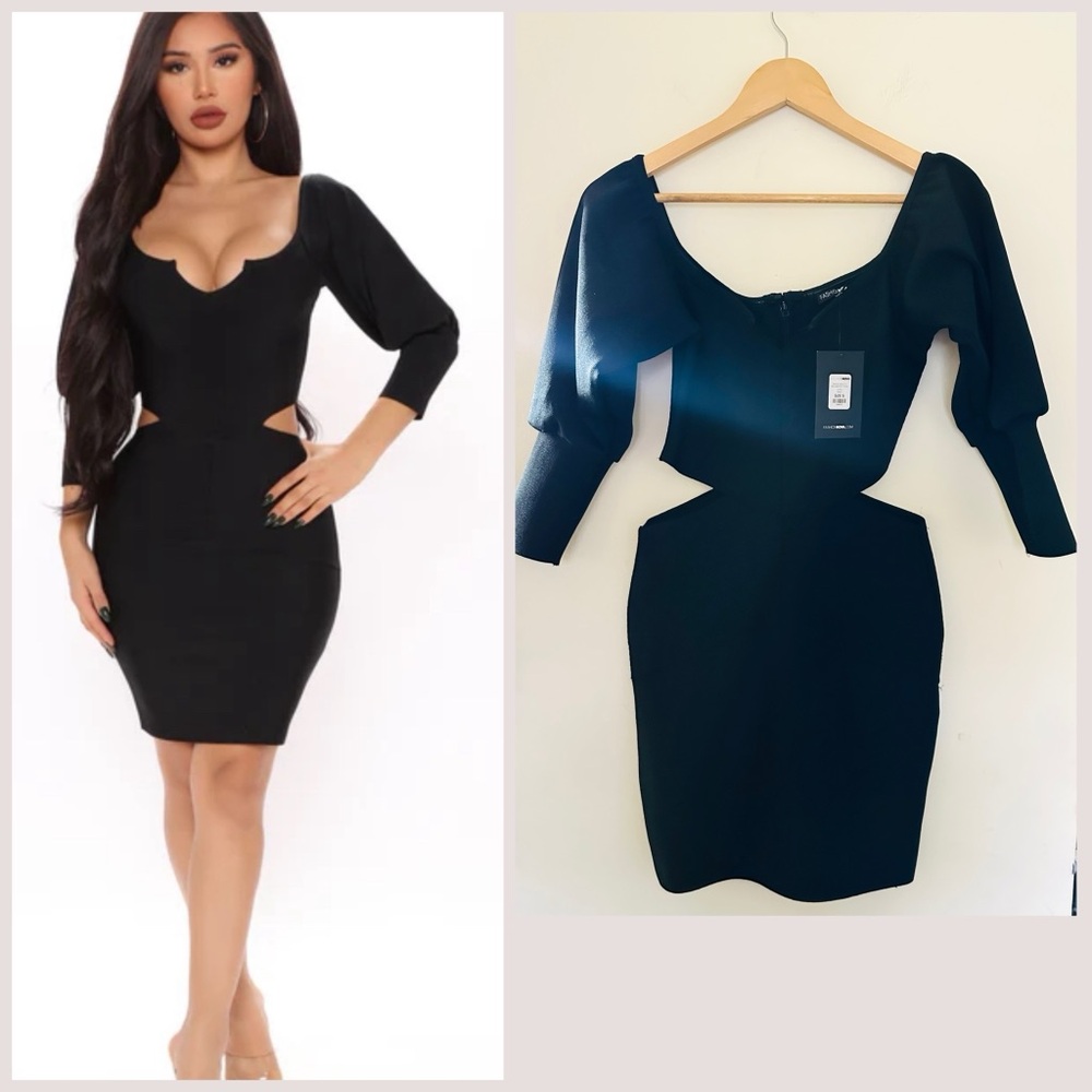 Fashion Nova Elegant Black Cut-Out Mini Dress Women’s Bandage Sz Small